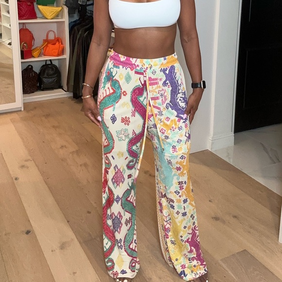 Etro Pants - ETRO PATMOS PRINTED JERSEY PALAZZO PANTS - multi colored trouser